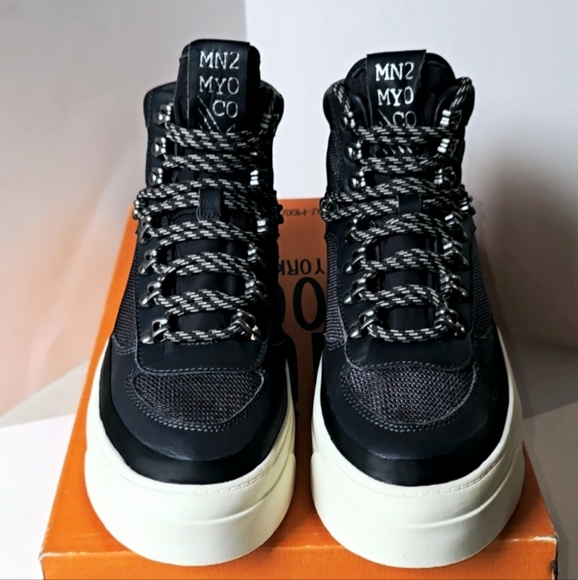 Miz Mooz Alpyne Sneakers Women's size 8.5 Slate Gray Leather NWB Mid/Hi.- New w - Picture 2 of 12